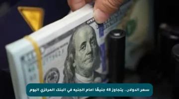 سعر الدولار.. يتجاوز 48 جنيهًا أمام الجنيه في البنك المركزي اليوم